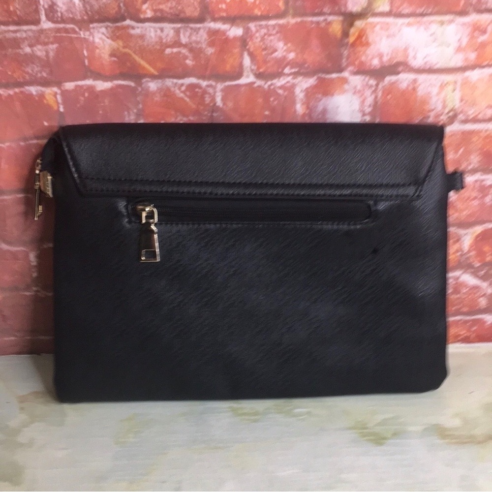 Retro Black Envelop Clutch with Gold Trim - Picture 3 of 8